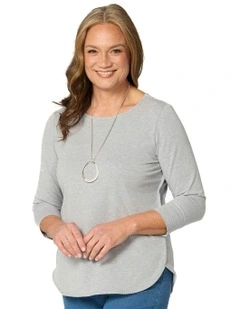 Eternity 3/4 Sleeve Top in Grey