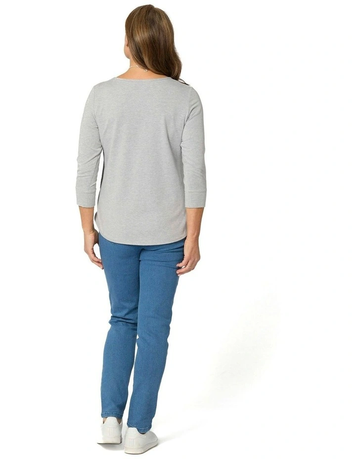 Eternity 3/4 Sleeve Top in Grey image 2