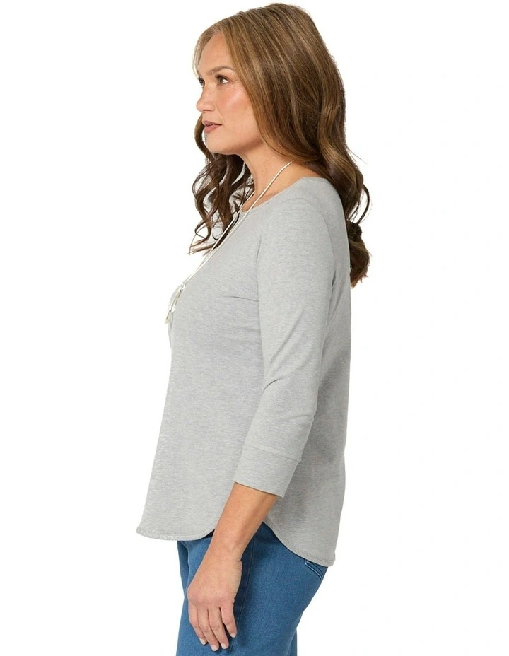 Eternity 3/4 Sleeve Top in Grey image 3