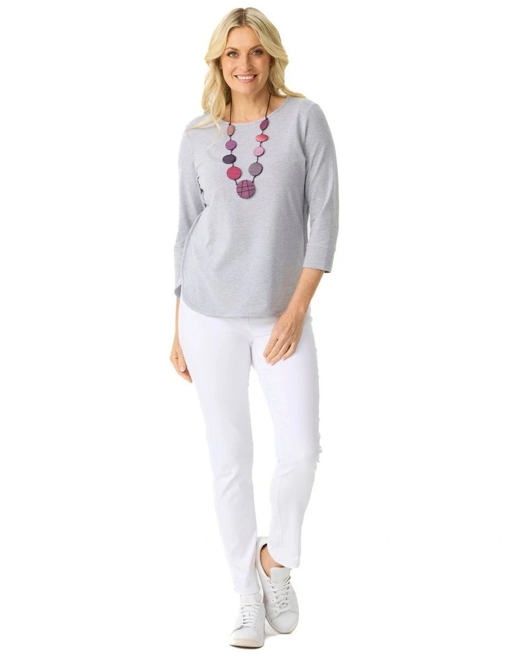 Eternity 3/4 Sleeve Top in Grey image 4