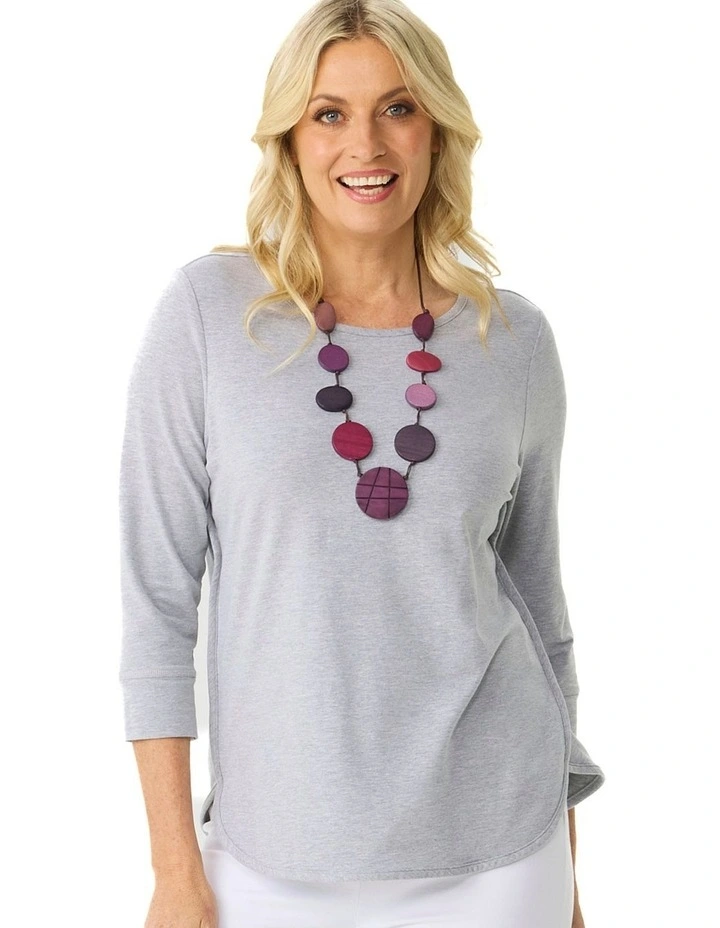 Eternity 3/4 Sleeve Top in Grey image 5