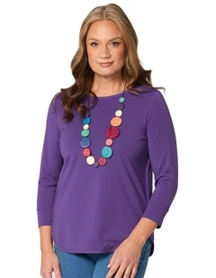 Eternity 3/4 Sleeve Top in Purple