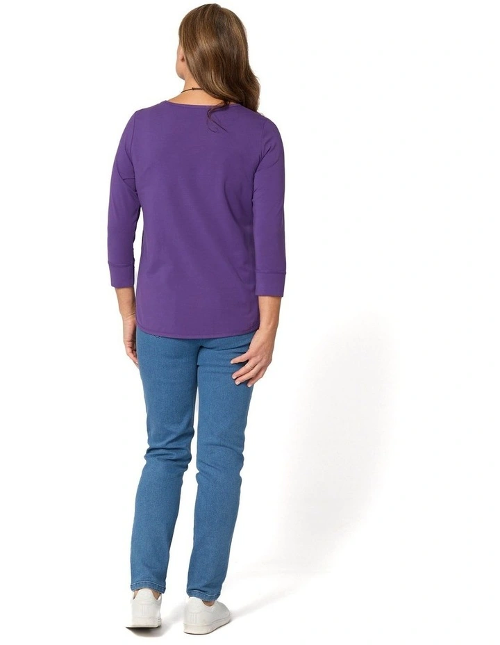 Eternity 3/4 Sleeve Top in Purple image 2