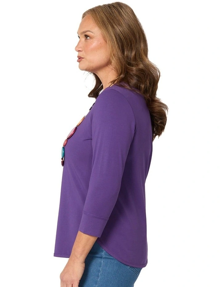Eternity 3/4 Sleeve Top in Purple image 3