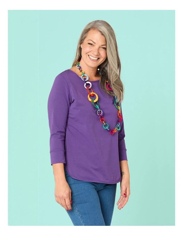 Eternity 3/4 Sleeve Top in Purple image 5