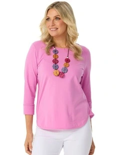 Eternity 3/4 Sleeve Top in Pink
