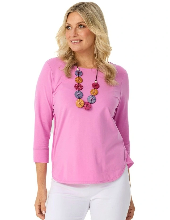 Eternity 3/4 Sleeve Top in Pink image 1