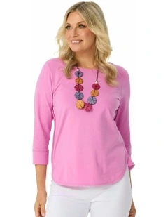 Eternity 3/4 Sleeve Top in Pink