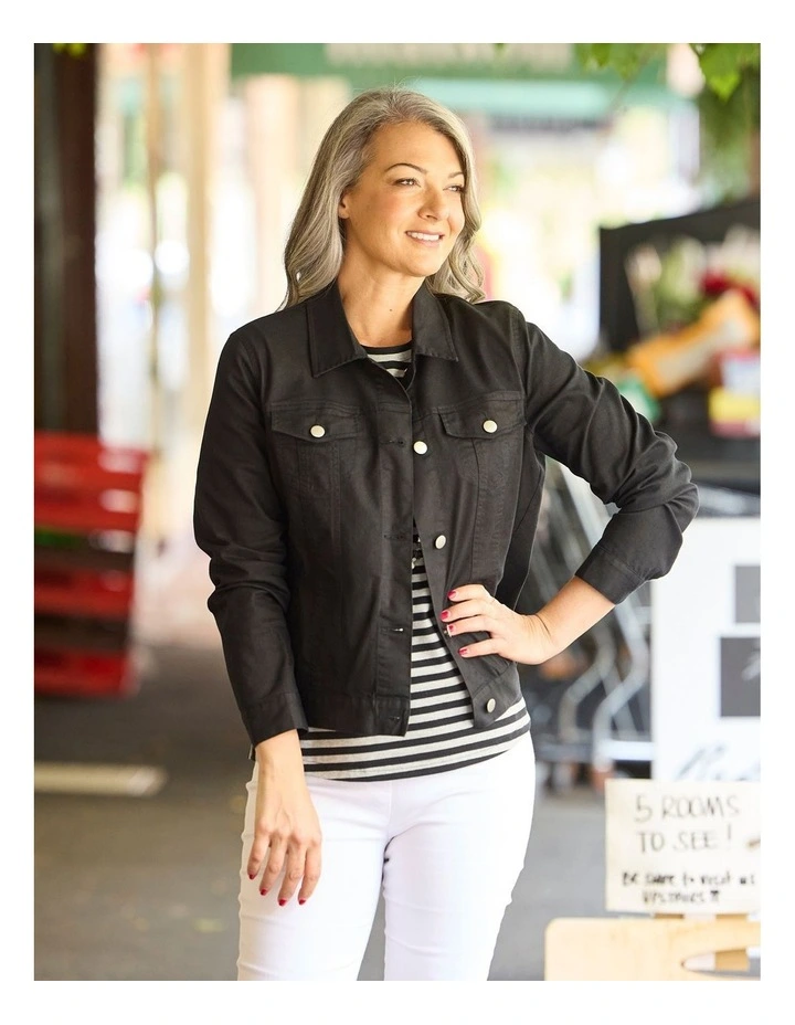 Collared Suzy Jacket in Black image 6