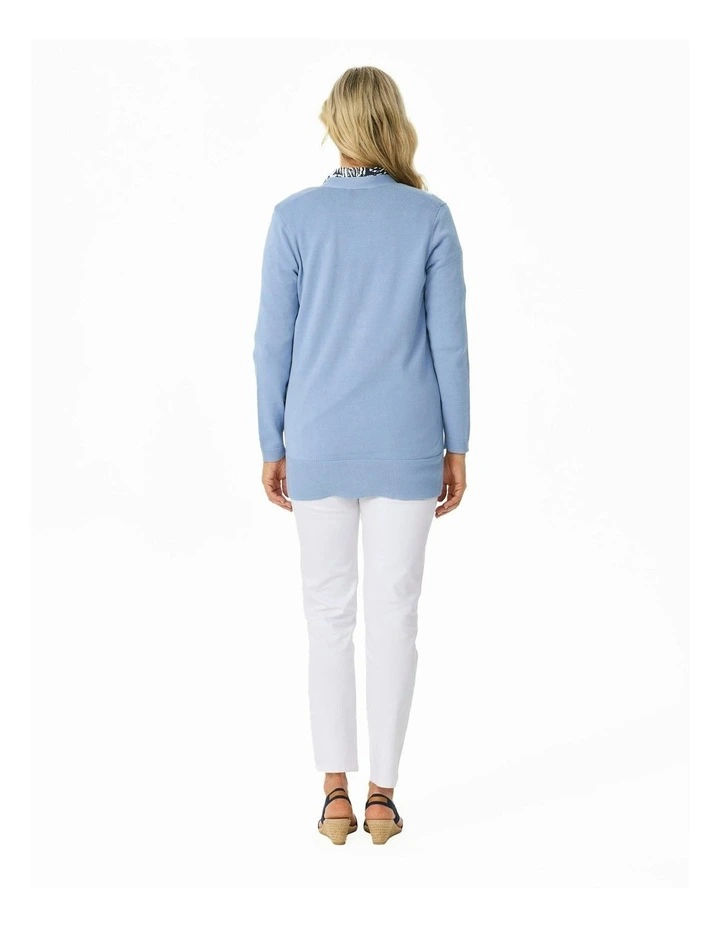 Kath Button Through Cardigan in Blue image 2