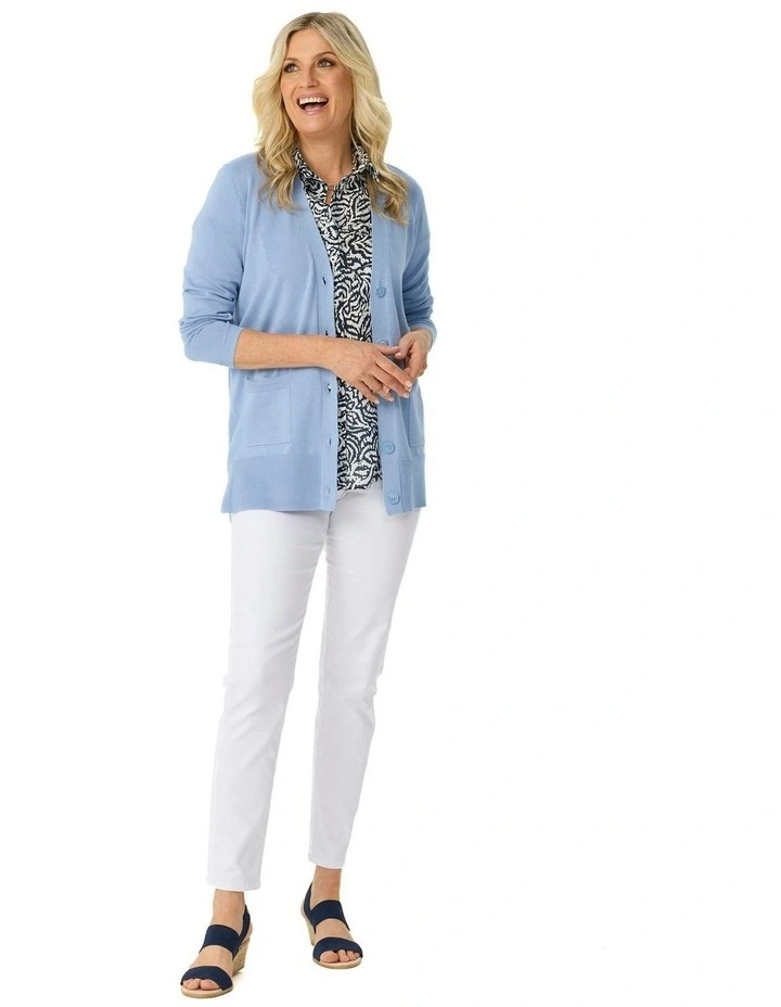 Kath Button Through Cardigan in Blue image 4