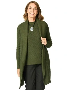 Heide Merino Wool Cardigan in Green