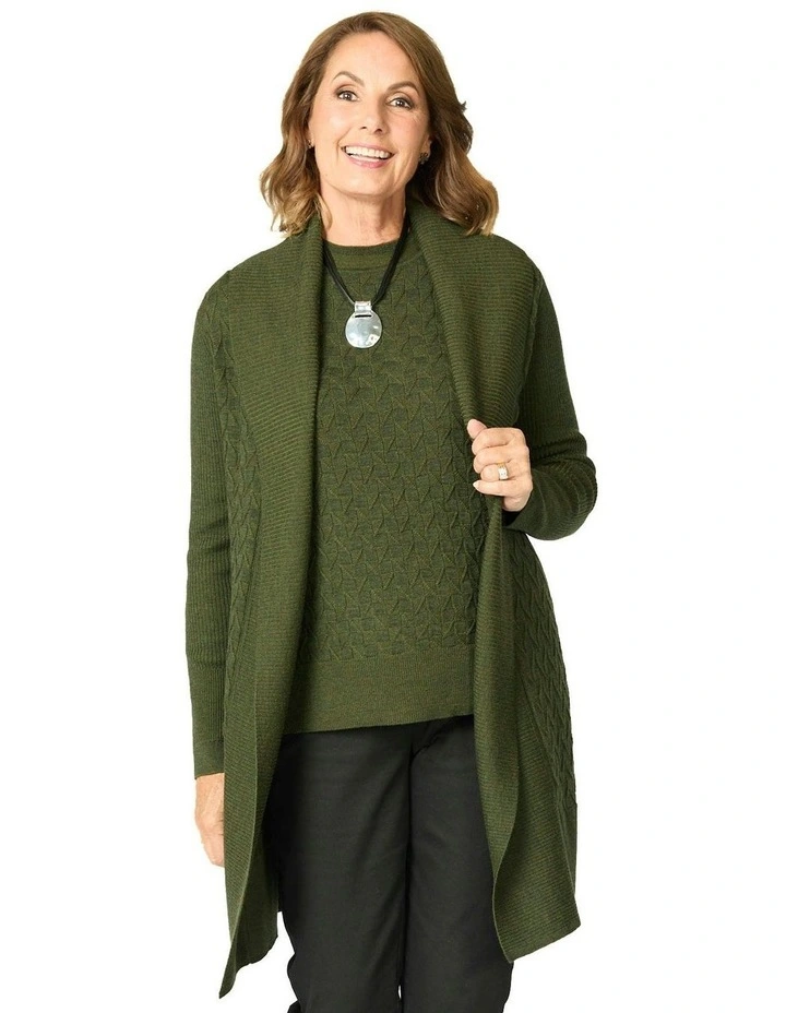 Heide Merino Wool Cardigan in Green image 1