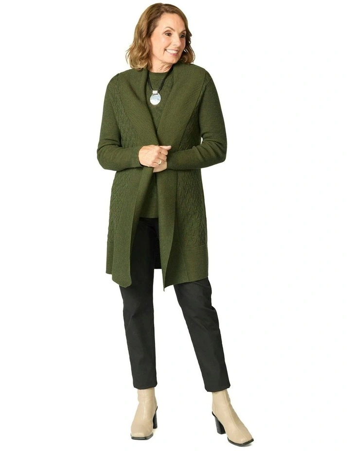 Heide Merino Wool Cardigan in Green image 4
