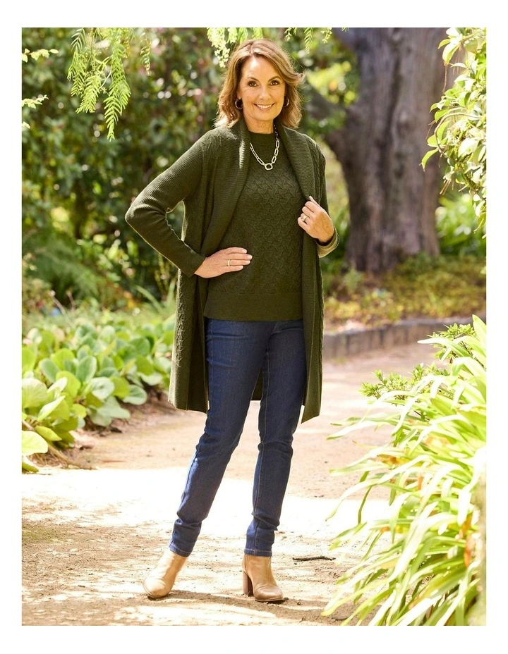 Heide Merino Wool Cardigan in Green image 5