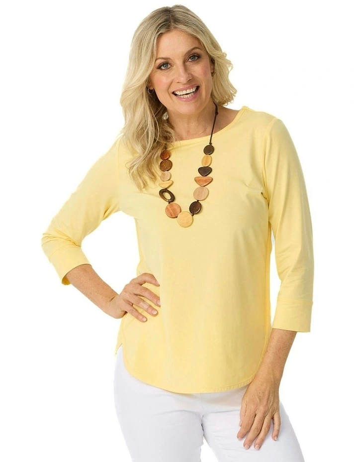 Eternity Modal/Cotton 3/4 Sleeve Top in Yellow image 1
