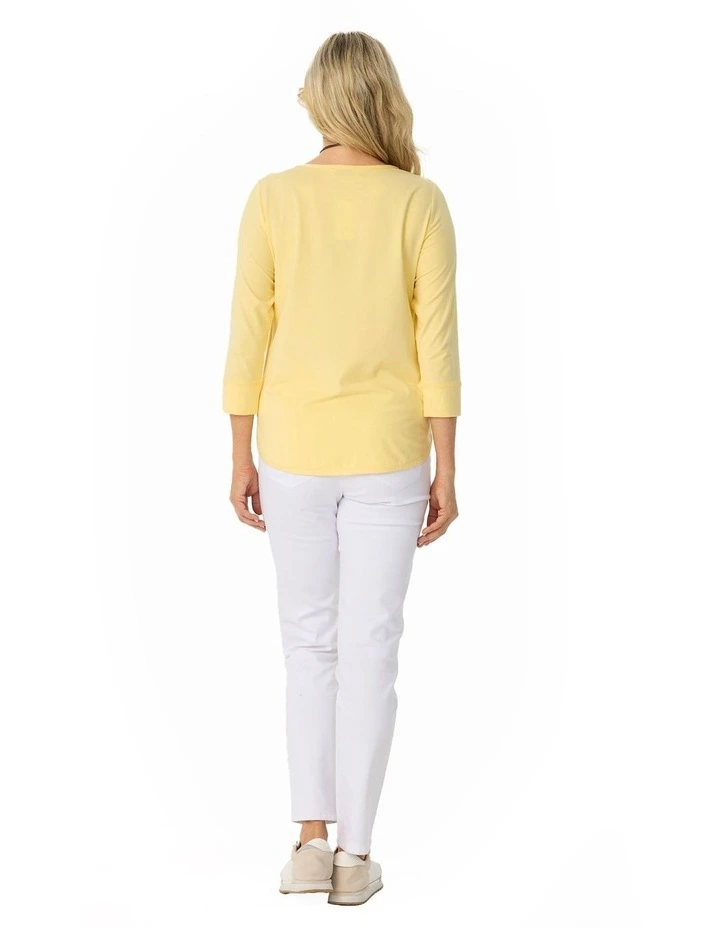 Eternity Modal/Cotton 3/4 Sleeve Top in Yellow image 2