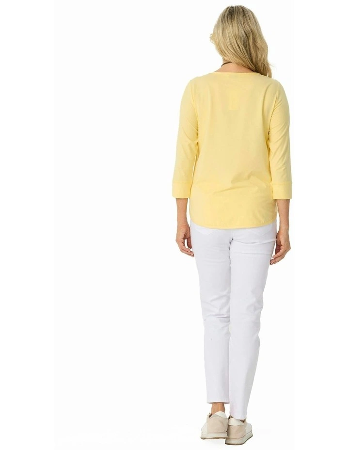Eternity Modal/Cotton 3/4 Sleeve Top in Yellow image 2