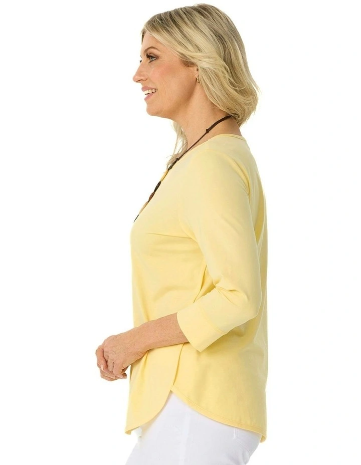 Eternity Modal/Cotton 3/4 Sleeve Top in Yellow image 3