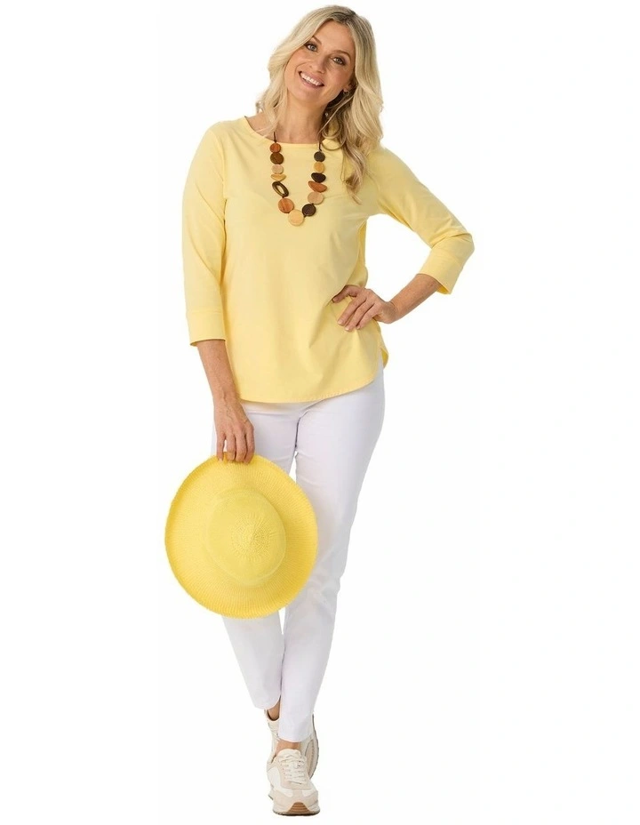 Eternity Modal/Cotton 3/4 Sleeve Top in Yellow image 4