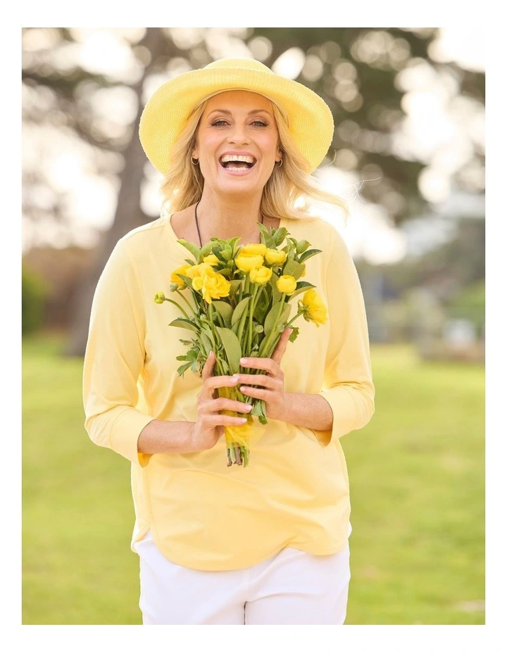 Eternity Modal/Cotton 3/4 Sleeve Top in Yellow image 5