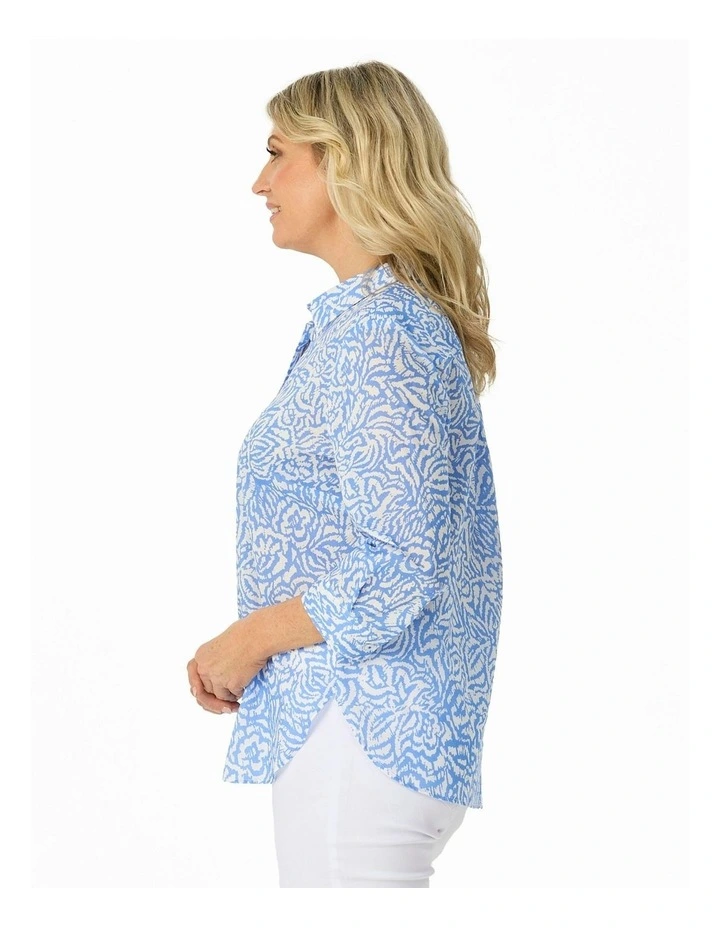 Casa 3/4 Sleeve Shirt in Blue image 3