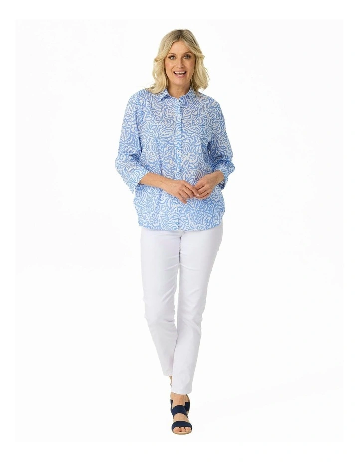 Casa 3/4 Sleeve Shirt in Blue image 4