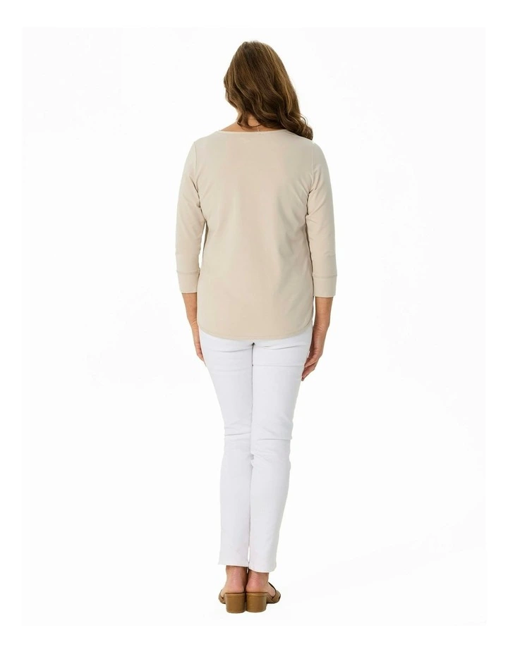 Eternity Modal Cotton 3/4 Sleeve Top in Beige image 2