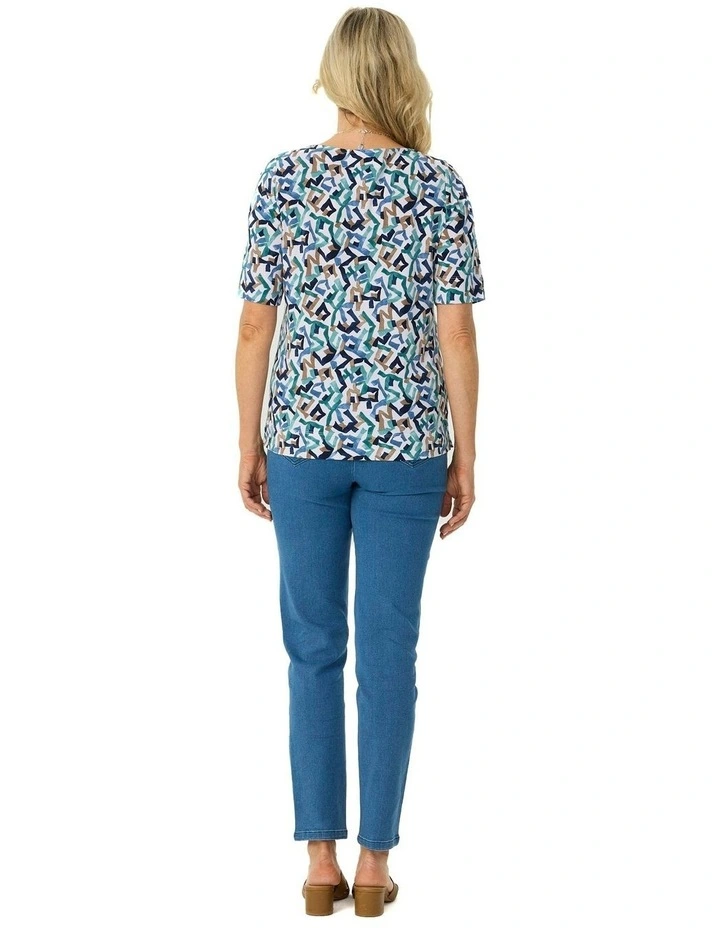 Aria Elbow Sleeve Tee in Multi image 2