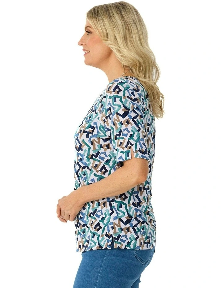 Aria Elbow Sleeve Tee in Multi image 3