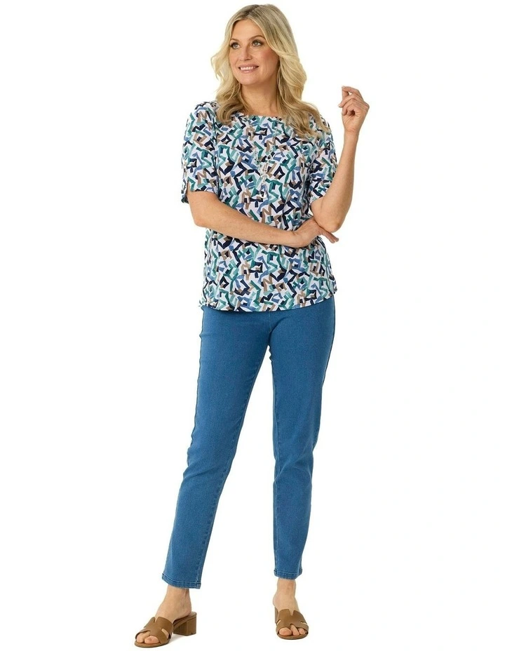 Aria Elbow Sleeve Tee in Multi image 4