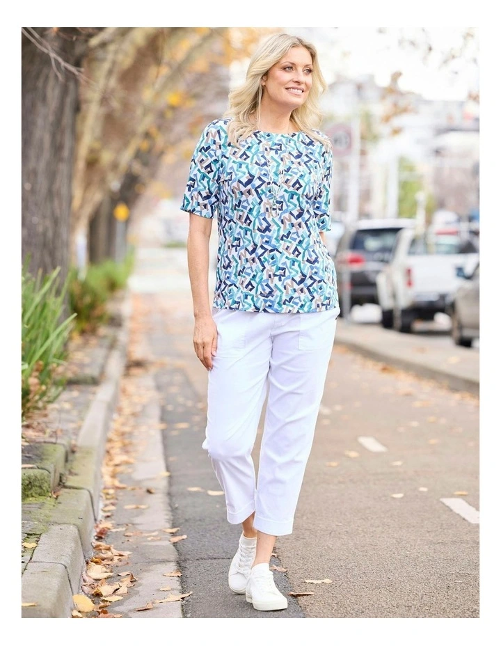 Aria Elbow Sleeve Tee in Multi image 5