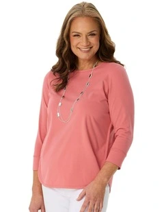 Eternity Modal Cotton 3/4 Sleeve Top in Pink