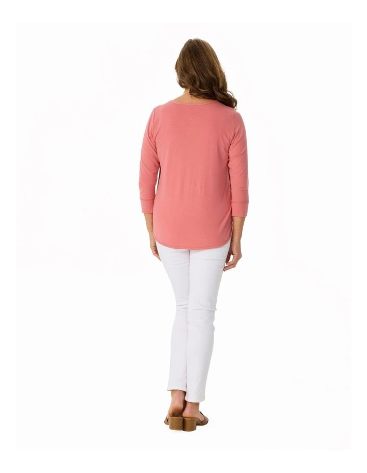 Eternity Modal Cotton 3/4 Sleeve Top in Pink image 2