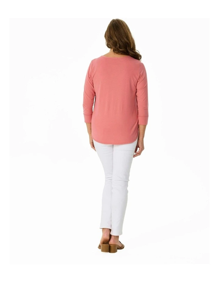 Eternity Modal Cotton 3/4 Sleeve Top in Pink image 2