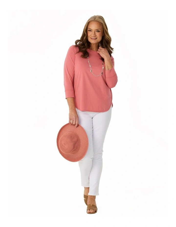 Eternity Modal Cotton 3/4 Sleeve Top in Pink image 4