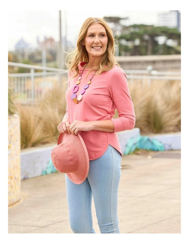 Eternity Modal Cotton 3/4 Sleeve Top in Pink image 5