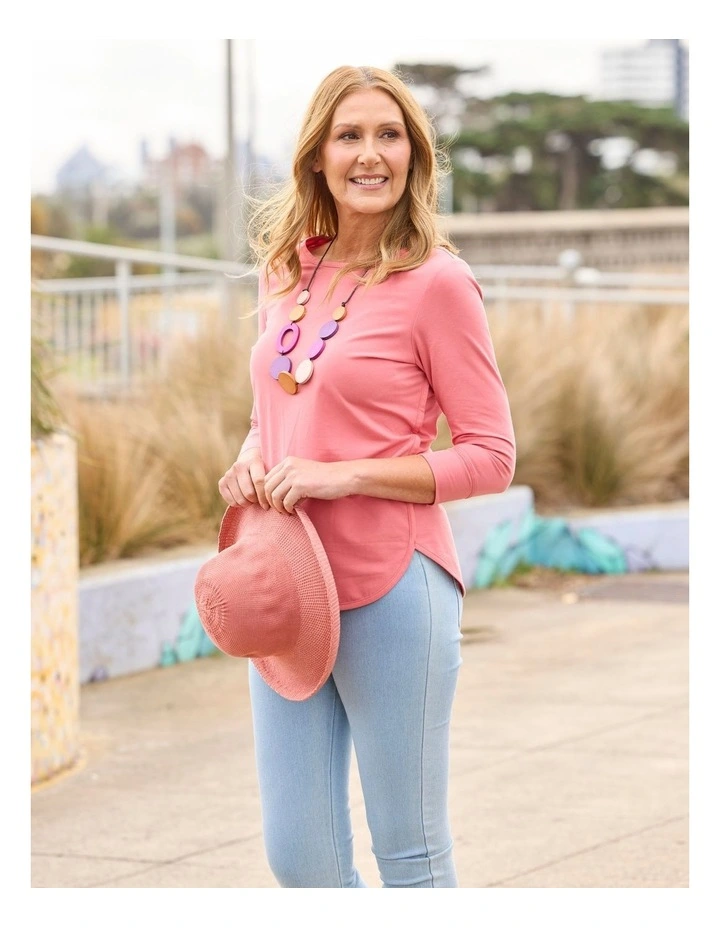 Eternity Modal Cotton 3/4 Sleeve Top in Pink image 6