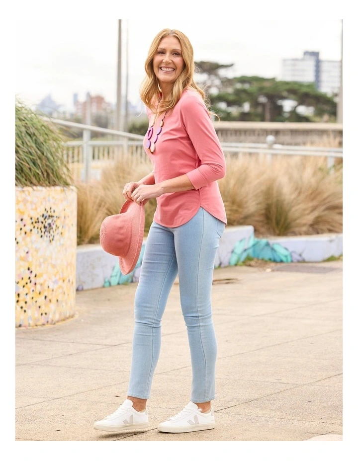 Eternity Modal Cotton 3/4 Sleeve Top in Pink image 7