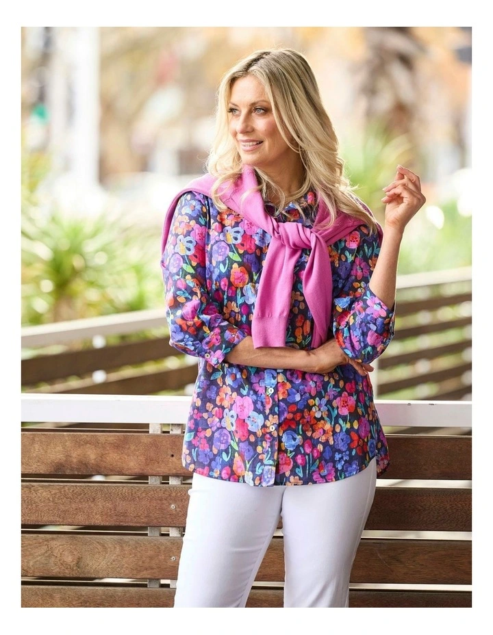 Coventry 3/4 Sleeve Print Shirt in Multi image 5