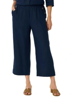 Cologne Crop Button Detail Pant in Blue
