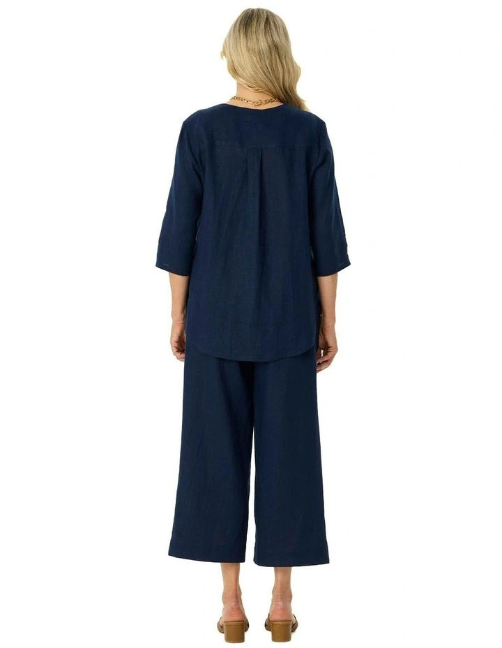 Cologne Crop Button Detail Pant in Blue image 2
