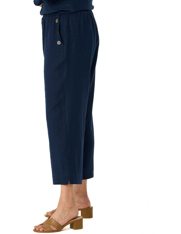 Cologne Crop Button Detail Pant in Blue image 3