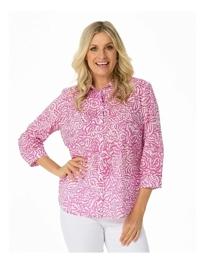 Casa 3/4 Sleeve Shirt in Pink image 1