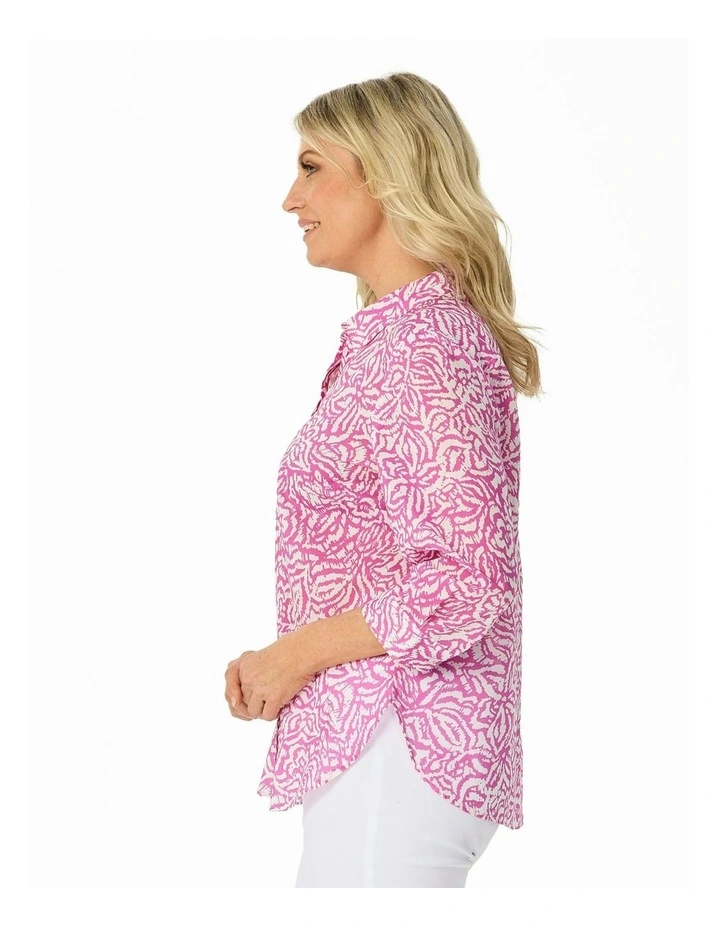 Casa 3/4 Sleeve Shirt in Pink image 3