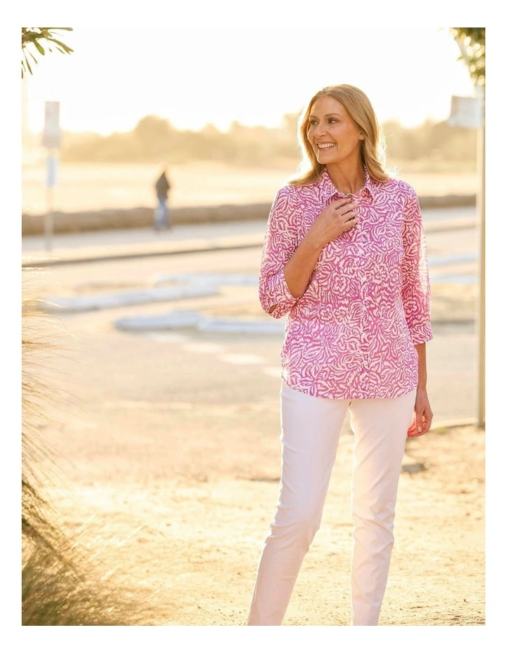 Casa 3/4 Sleeve Shirt in Pink image 5
