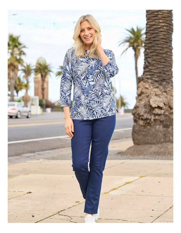 Sachi 3/4 Sleeve Tee in Blue image 5