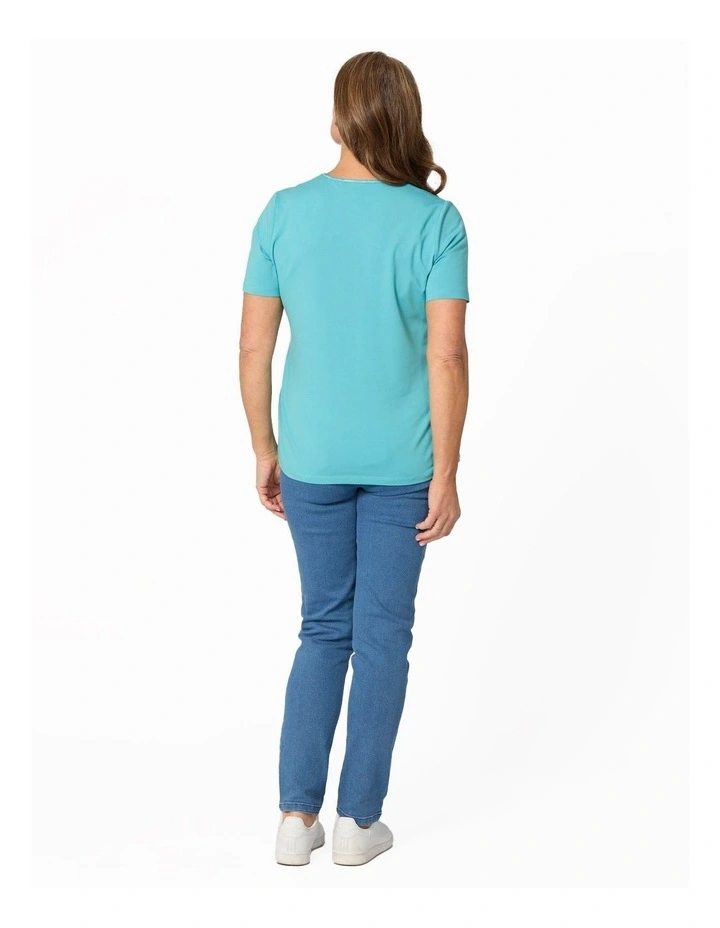 Everyday Ribbon Trim Short Sleeve Tee in Blue image 2