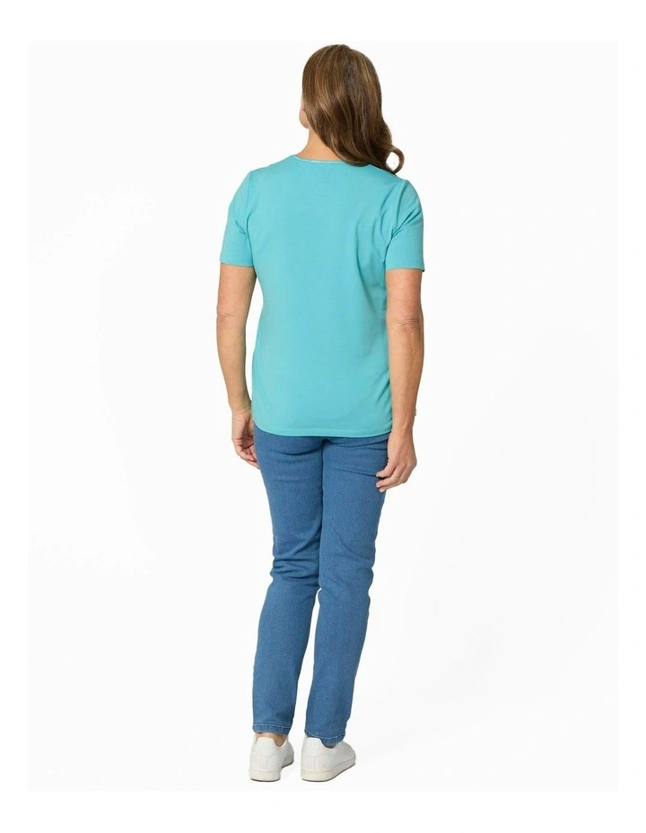 Everyday Ribbon Trim Short Sleeve Tee in Blue image 2