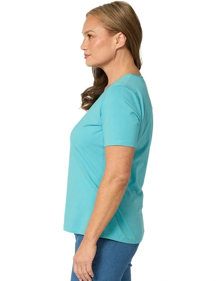 Everyday Ribbon Trim Short Sleeve Tee in Blue image 3